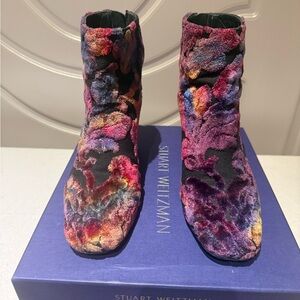Stuart Weitzman Multicolor Velvet Ankle Boots